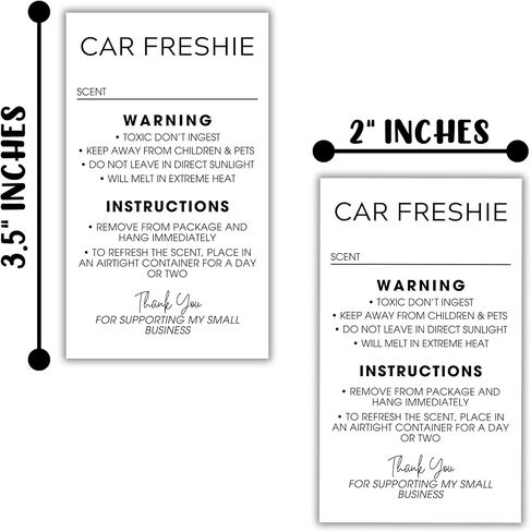Freshie Care Instructions and Warning Labels Stickers | 2x3.5" 250 pc Roll Car Air Freshener Cards Inserts for Holographic Bag Package Write in Scent in Saudi Arabia