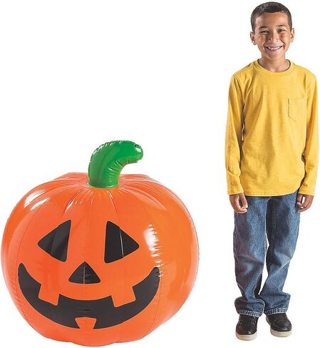 Fun Express Giant Toflatable Pumpkin-Spooky Halloween Yard Decor Decor Party Toy-Weathistant-Easy Setup Great Yard Haunted House أو Halloween Party-مثالي للصور والمرح في الهواء الطلق 35 "-قطعة واحدة in Kuwait