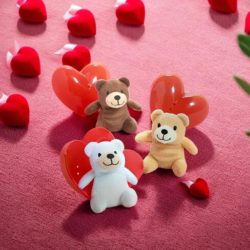 Fun Express - Valentine Plush Bear in Container for Valentine's Day - Toys - Plush - Stuffed Farm & Woodland - Valentine's Day - 12 Pieces in Saudi Arabia