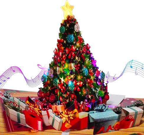 Ribbli Christmas Cards Light and Musical Christmas Tree Pop Up Card, with Envelope in Saudi Arabia