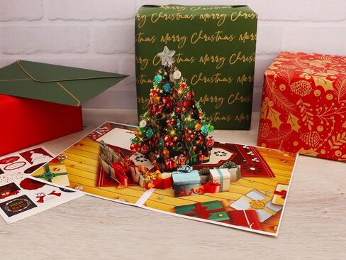 Ribbli Christmas Cards Light and Musical Christmas Tree Pop Up Card, with Envelope in Saudi Arabia