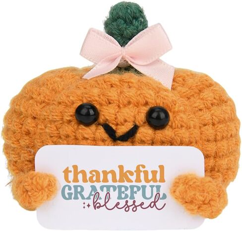Funny Postive Pumpkin Crochet Gifts Cute Fall Doll Gifts for Women Men Kids Thanksgiving Halloween Crochet Gift Happy Fall Yall Pumpkin Desk Decorations for Home Office Farmhouse Bedroom in Saudi Arabia