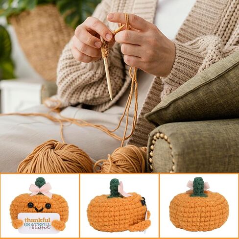Funny Postive Pumpkin Crochet Gifts Cute Fall Doll Gifts for Women Men Kids Thanksgiving Halloween Crochet Gift Happy Fall Yall Pumpkin Desk Decorations for Home Office Farmhouse Bedroom in Saudi Arabia