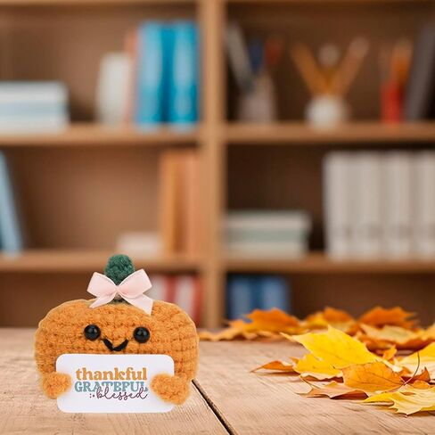 Funny Postive Pumpkin Crochet Gifts Cute Fall Doll Gifts for Women Men Kids Thanksgiving Halloween Crochet Gift Happy Fall Yall Pumpkin Desk Decorations for Home Office Farmhouse Bedroom in Saudi Arabia