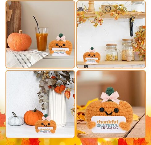Funny Postive Pumpkin Crochet Gifts Cute Fall Doll Gifts for Women Men Kids Thanksgiving Halloween Crochet Gift Happy Fall Yall Pumpkin Desk Decorations for Home Office Farmhouse Bedroom in Saudi Arabia
