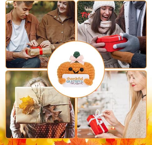 Funny Postive Pumpkin Crochet Gifts Cute Fall Doll Gifts for Women Men Kids Thanksgiving Halloween Crochet Gift Happy Fall Yall Pumpkin Desk Decorations for Home Office Farmhouse Bedroom in Saudi Arabia