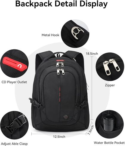 حقيبة ظهر للكمبيوتر المحمول أثناء السفر، حقيبة كتب مقاومة للماء، حقائب ظهر يومية للعمل والسفر، حقيبة كمبيوتر محمول للركاب والمكتب، تناسب كمبيوتر محمول مقاس 15.6 بوصة، أساسيات السفر للرجال in Kuwait