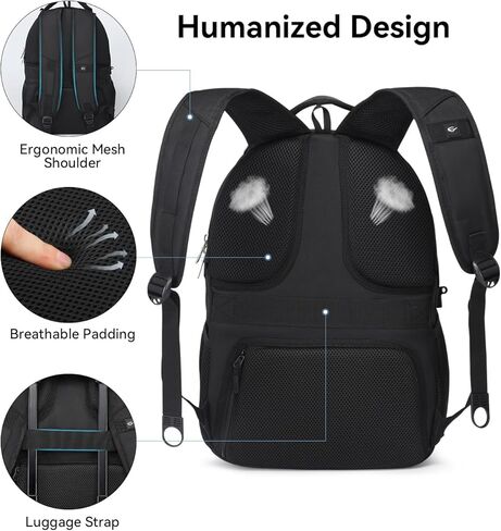 حقيبة ظهر للكمبيوتر المحمول أثناء السفر، حقيبة كتب مقاومة للماء، حقائب ظهر يومية للعمل والسفر، حقيبة كمبيوتر محمول للركاب والمكتب، تناسب كمبيوتر محمول مقاس 15.6 بوصة، أساسيات السفر للرجال in Kuwait
