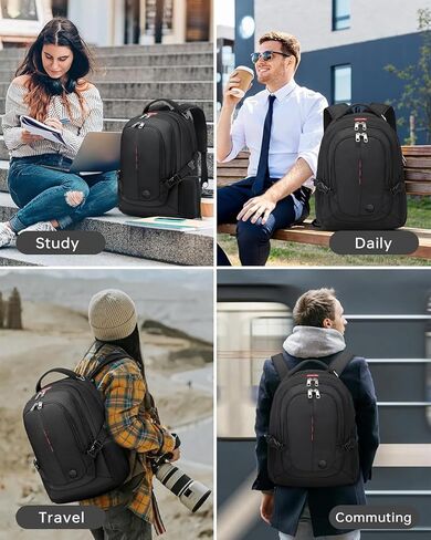حقيبة ظهر للكمبيوتر المحمول أثناء السفر، حقيبة كتب مقاومة للماء، حقائب ظهر يومية للعمل والسفر، حقيبة كمبيوتر محمول للركاب والمكتب، تناسب كمبيوتر محمول مقاس 15.6 بوصة، أساسيات السفر للرجال in Kuwait