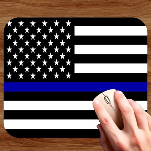 Thin Blue Line Flag Mouse Pad Mat Mousepad for Desk Computer Laptop PC Gaming Home or Office Gift for Police Officer (Blue Line MP09) in Kuwait