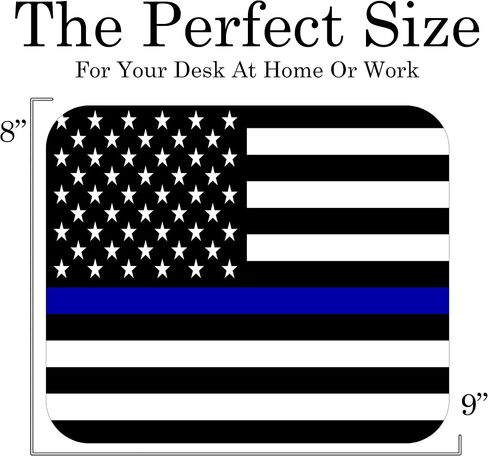 Thin Blue Line Flag Mouse Pad Mat Mousepad for Desk Computer Laptop PC Gaming Home or Office Gift for Police Officer (Blue Line MP09) in Kuwait