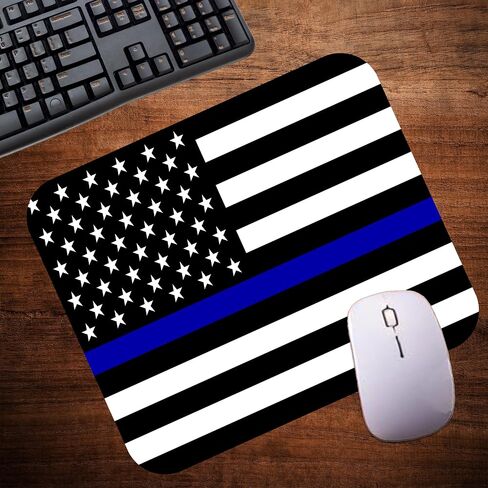 Thin Blue Line Flag Mouse Pad Mat Mousepad for Desk Computer Laptop PC Gaming Home or Office Gift for Police Officer (Blue Line MP09) in Kuwait
