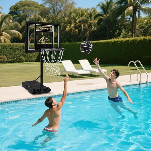Pool Basketball Hoop Poolside Height Adjustable Portable Basketball Hoop for Pool with Shatterproof Backboard and Weather-Resistant Steel Screws/Brackets, Includes Ball and Air Pump in Saudi Arabia