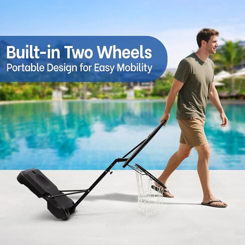 Pool Basketball Hoop Poolside Height Adjustable Portable Basketball Hoop for Pool with Shatterproof Backboard and Weather-Resistant Steel Screws/Brackets, Includes Ball and Air Pump in Saudi Arabia
