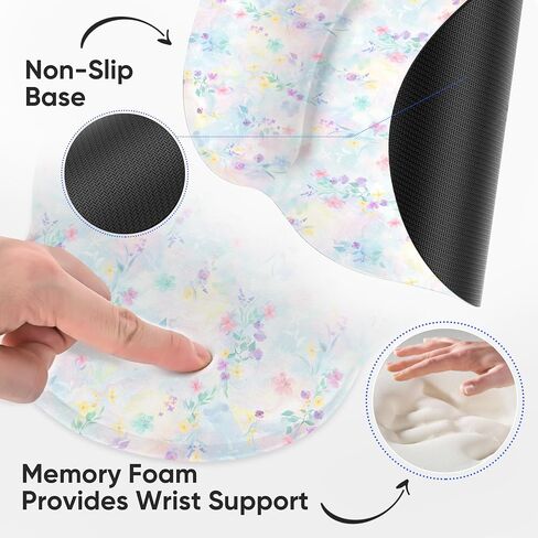 Laptop Computer Gaming Mouse Pad with Wrist Rest Support,Ergonomic Memory Foam Mouse Mat,Non-Slip Rubber Base Office Work Desk Pad,Comfortable & Pain Relief (Garden Cat) in Kuwait