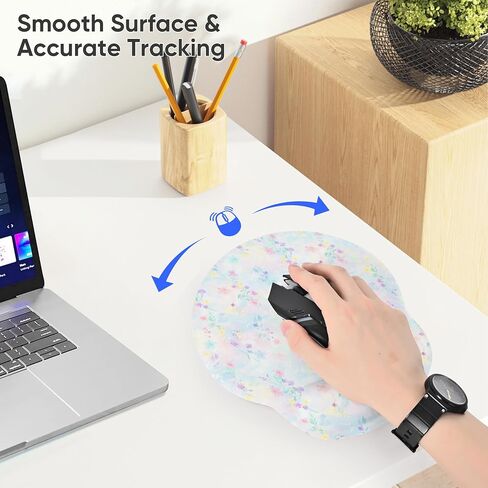 Laptop Computer Gaming Mouse Pad with Wrist Rest Support,Ergonomic Memory Foam Mouse Mat,Non-Slip Rubber Base Office Work Desk Pad,Comfortable & Pain Relief (Garden Cat) in Kuwait