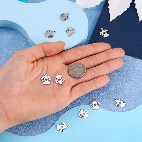 Pandahall 50pcs Dog Paw Stainless Steel Dangle Charms Pendants 12.9x11.8x1mm Tiny Metal Double Side Bead Charms for DIY Craft Jewelry Making in Saudi Arabia