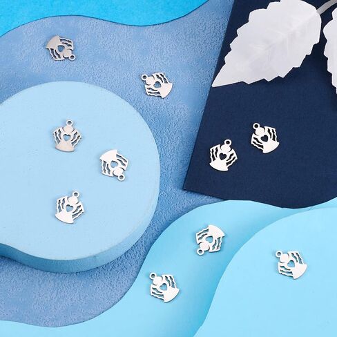 Pandahall 50pcs Dog Paw Stainless Steel Dangle Charms Pendants 12.9x11.8x1mm Tiny Metal Double Side Bead Charms for DIY Craft Jewelry Making in Saudi Arabia