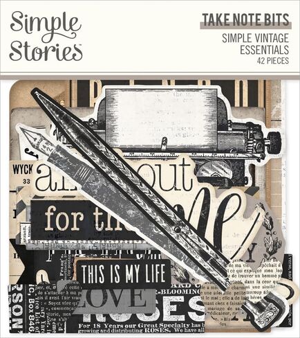 SIMPLE STORIES Take Note Simple Vintage Essentials Bits & Pieces Die-Cuts 42/Pkg in Saudi Arabia