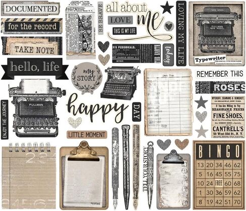 SIMPLE STORIES Take Note Simple Vintage Essentials Bits & Pieces Die-Cuts 42/Pkg in Saudi Arabia