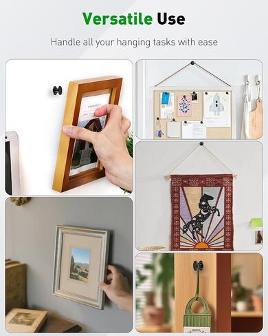 Uniclife 40 Pcs Thumb Tacks, Double Headed Picture Hangers, 4 Size Push Pins for Wall, Picture Hanging Nails, Long Wall Hooks for Pictures Photo Frame Tapestry and Decor, Black in Saudi Arabia