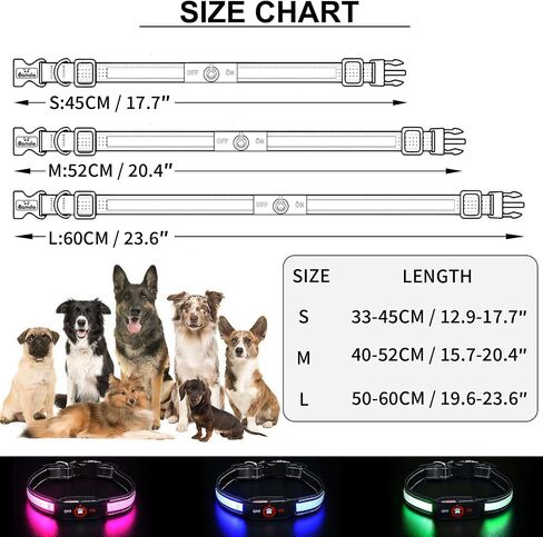 Light Up Dog Collar-Rechargeable & Long-Lasting Power LED Dog Collar Lights for Night Walking, Waterproof & Safety Glowing Collars for Medium Dogs [Green-M] in Kuwait