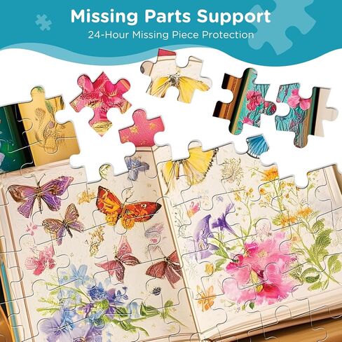 300 Pieces Puzzles for Adults,Flower & Butterfly Handbook Puzzle for Adults,Beautiful Books Jigsaw Puzzles for Kids Ages 8-10,Puzzle for Seniors Large Piece Puzzles for Family Game Nights,20.5 x 15 In in Saudi Arabia