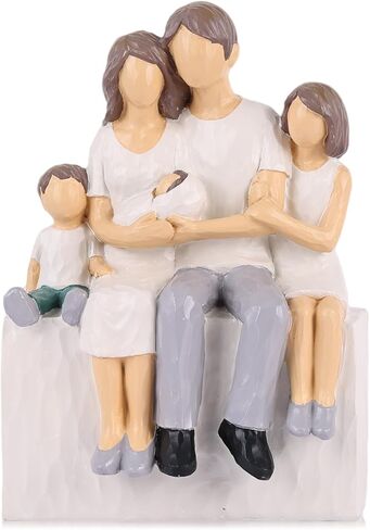 XMGZQ Family of 4 Figurines, Gifts for Family, Family Sculpture Statue of 4 for Anniversary Birthday Gifts, Meaningful Living Room Bedroom Tabletop Décor (Family of 4 Figurines) in Saudi Arabia