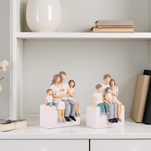 XMGZQ Family of 4 Figurines, Gifts for Family, Family Sculpture Statue of 4 for Anniversary Birthday Gifts, Meaningful Living Room Bedroom Tabletop Décor (Family of 4 Figurines) in Saudi Arabia