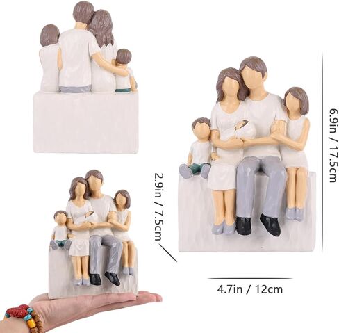 XMGZQ Family of 4 Figurines, Gifts for Family, Family Sculpture Statue of 4 for Anniversary Birthday Gifts, Meaningful Living Room Bedroom Tabletop Décor (Family of 4 Figurines) in Saudi Arabia