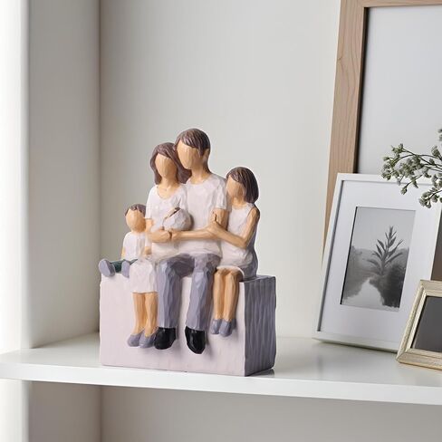 XMGZQ Family of 4 Figurines, Gifts for Family, Family Sculpture Statue of 4 for Anniversary Birthday Gifts, Meaningful Living Room Bedroom Tabletop Décor (Family of 4 Figurines) in Saudi Arabia