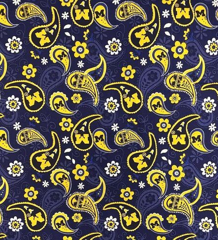 SYKEL ENTERPRISES University of Michigan Cotton Fabric with Paisley Design-Michigan Wolverines Cotton Fabric in Saudi Arabia