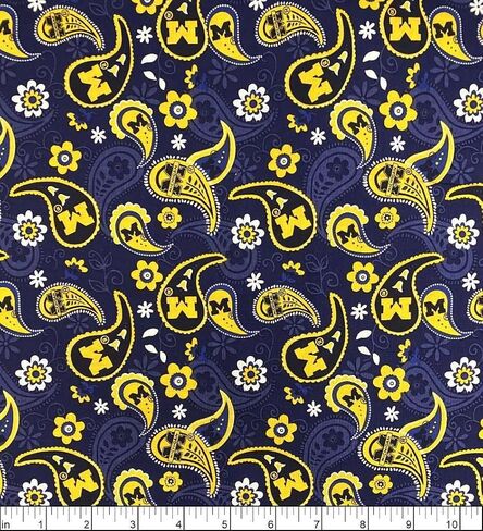 SYKEL ENTERPRISES University of Michigan Cotton Fabric with Paisley Design-Michigan Wolverines Cotton Fabric in Saudi Arabia