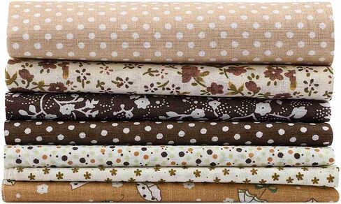 النسيج 7pcs 25 * 25 سم النسيج القطن DIY الأزهار نقطات متنوعة مسبقات أدوات الفراش حزمة ليل ليف خياطة الترقيع (25 * 25) in Saudi Arabia