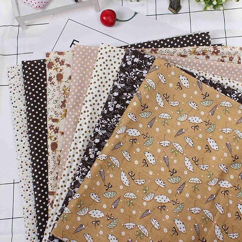 النسيج 7pcs 25 * 25 سم النسيج القطن DIY الأزهار نقطات متنوعة مسبقات أدوات الفراش حزمة ليل ليف خياطة الترقيع (25 * 25) in Saudi Arabia