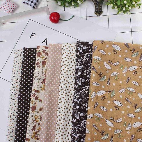 النسيج 7pcs 25 * 25 سم النسيج القطن DIY الأزهار نقطات متنوعة مسبقات أدوات الفراش حزمة ليل ليف خياطة الترقيع (25 * 25) in Saudi Arabia