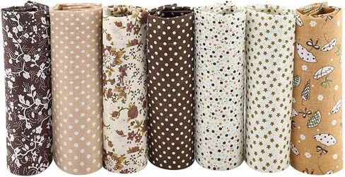 النسيج 7pcs 25 * 25 سم النسيج القطن DIY الأزهار نقطات متنوعة مسبقات أدوات الفراش حزمة ليل ليف خياطة الترقيع (25 * 25) in Saudi Arabia