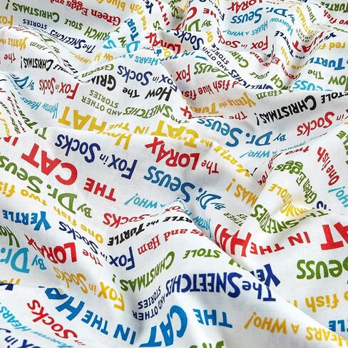 Robert Kaufman DI-494 Celebrate Seuss! Book Titles Fabric by The Yard, White in Saudi Arabia