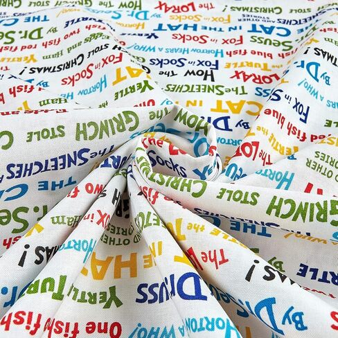 Robert Kaufman DI-494 Celebrate Seuss! Book Titles Fabric by The Yard, White in Saudi Arabia