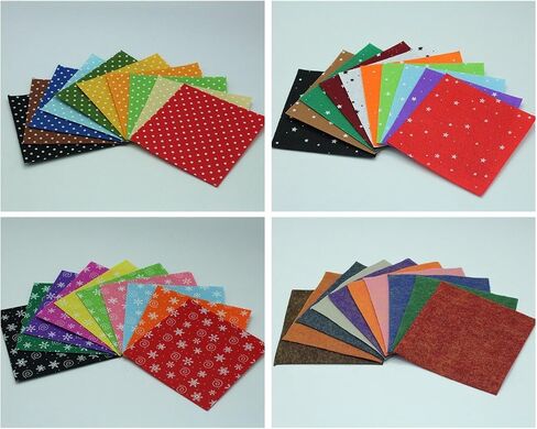 DIY Polyester Patterned Felt Fabric Squares Sheets Assorted Colors 6x6 inch for Crafts, 1mm Thick 40Pcs in Saudi Arabia