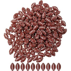17mm Football Beads with Elastic Rope, Acrylic Sports Beads DIY Spacer for Bracelets Pens Rosaries Handmade Jewelry Making Accessories Craft Supplies (Rugby A) in Saudi Arabia