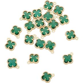 حزمة من 20 PCS سحر البرسيم الملون واحد حلقة حلقة الوجه المعلقات الذهب مطلي بالذهب لمجوهرات لصنع المجوهرات in Kuwait