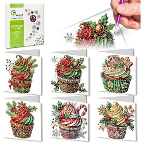 6Pcs DIY Foldable Diamond Art Painting Greeting Cards, Creative Birthday Festivals Handmade Thank You Card Set Blessing Greeting Card Craft Gift Idea (Mother's Day) in Saudi Arabia