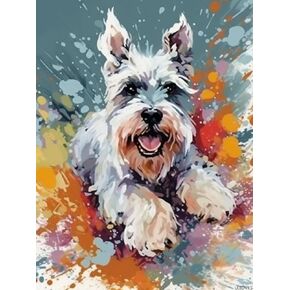 UIBDVKS Jumping White Schnauzer Dog DIY 5D Diamond Art Painting Kits Full Drill Crystal Rhinestone Embroidery Cross Stitch Craft Painting Pictures for Adults Canvas for Home Wall Decor 12x16 inch in Saudi Arabia