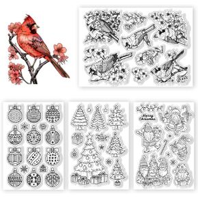 chgcraft 4 sheet 4 style element element element clear clear gnomes stamps tramparent cardinals silicone clear clear seals for carding make diy scrapbooking photo decoration ، 8.26x5.82 inch in Saudi Arabia