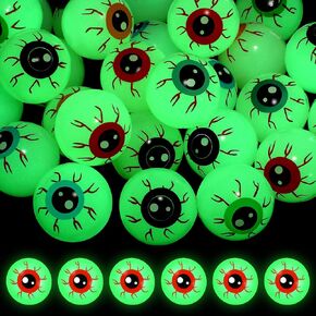 ShinyRelief 30 Pcs Halloween Eyeball Bouncy Balls 32mm Glow in the Dark Eyeball Glowing Bouncing Balls for Halloween Party Favors Goodie Bag Fillers Trick or Treat Game (Multicolor) in Kuwait