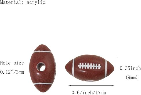 17mm Football Beads with Elastic Rope, Acrylic Sports Beads DIY Spacer for Bracelets Pens Rosaries Handmade Jewelry Making Accessories Craft Supplies (Rugby A) in Saudi Arabia