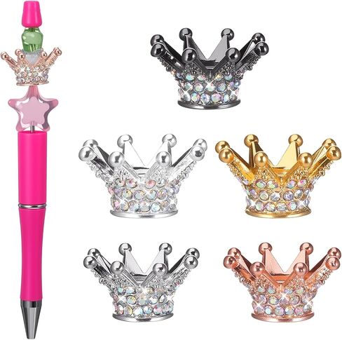 Bling Rhinestone Spacer Bead Spacers for Beaded Pens,5Pcs Crown Rhinestone Focal Beads for Pens, Beadable Pen Fancy Beads, DIY Craft Bead for Beadable Pen Jewelry Making Accessories in Saudi Arabia