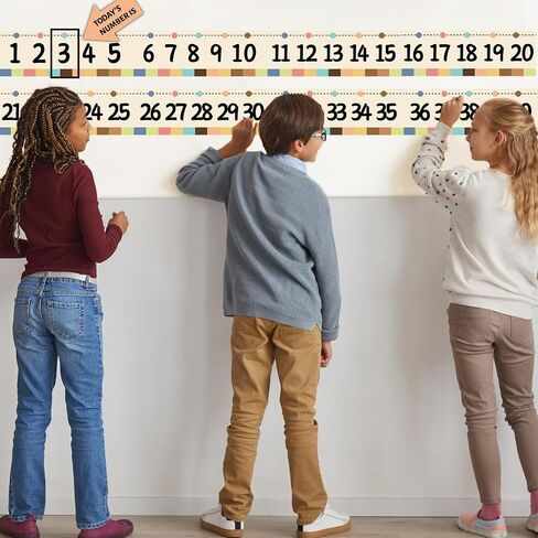 Number Bulletin Board -20 to 120 for Wall Classroom, Boho Bulletin Border Trim Decor, Boho Home-School Classroom Math Learning Supplies for Teachers Students in Saudi Arabia
