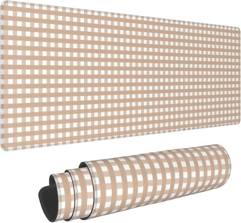 Brown Gingham Large Gaming Mouse Pad 31.5"x11.8" Waterproof Non-Slip Desk Mat for Office/Gaming Keyboard and Mouse with Rubber Base for Home and Work in Saudi Arabia
